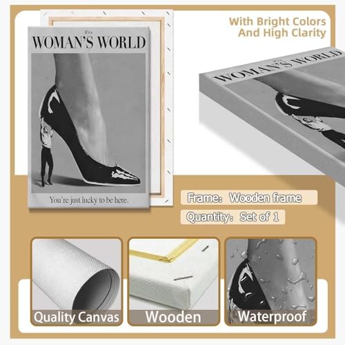 Retro This Is A Woman Is World Poster Feminist Canvas Wall Art Modern Black And - Image 2