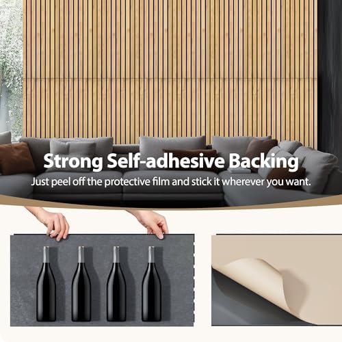 INMOZATA Peel and Stick Acoustic Wood Slat Wall Panels Nature Oak - Image 5