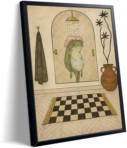 Funny Frog Bathroom Wall Art, Cute Frog Picture Wall Decor, Bathroom Animal by Unknown