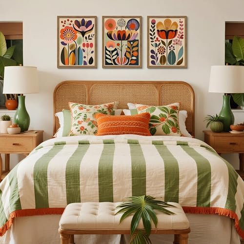 Framed Colorful Floral Wall Art Set of 3, Abstract Scandinavian Flower Canvas - Image 7