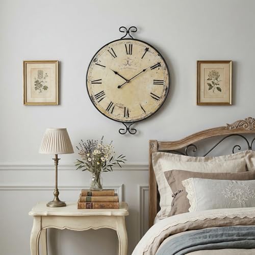 24 Inch Large Farmhouse Wall Clock, Wrought Iron Frame - Image 6