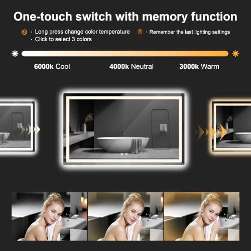 LED Bathroom Mirror with Lights, 30 x 50 Lighted Vanity Wall Mirror - Image 4