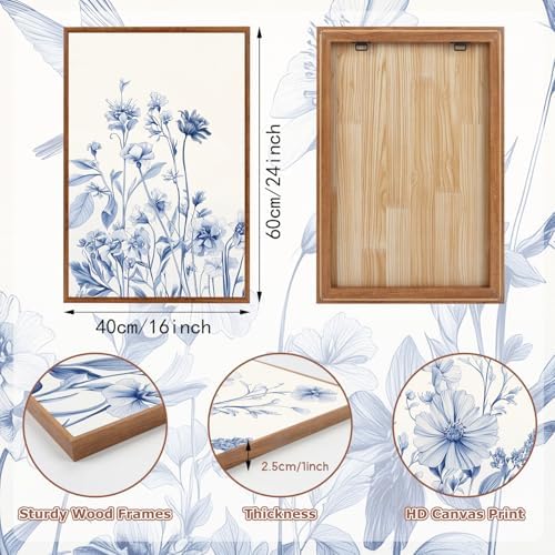 HLNIUC Chinoiserie Floral Wall art, Minimalist Botaincal Artwork, Neutral - Image 2