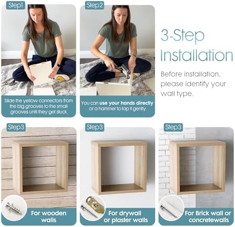 Kaboon Cube Floating Shelves Set2, Display Shelves Wall Mount 7.75" D x 12.5" W - Image 4