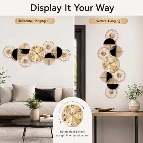 40" Modern Large Wall Clock Decorative Metal Art - Image 2