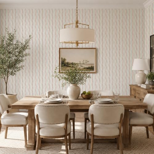 GloryTik Peel and Stick Wallpaper Retro Wavy Stripe Pattern, Self Adhesive Vinyl - Image 6