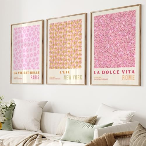 Pink Flower Market Wall Art Decor Aesthetic Abstract Canvas Floral Minimalist - Image 6