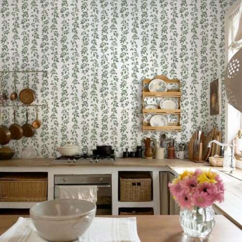 Heroad 17.3''x196'' Green Wallpaper Vintage Peel and Stick Wallpaper Leaf - Image 5