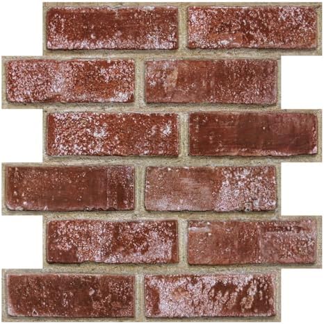 3D Peel and Stick Faux Brick Wall Panels 11.8" x 11.8" 10-Pack by SMOOSTIKCDECOR