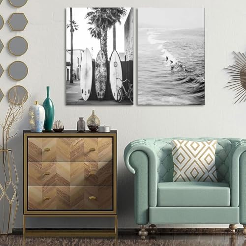 YIDINGX Black and White Coastal Surfing Landscape Posters and Prints Sea Wave - Image 7