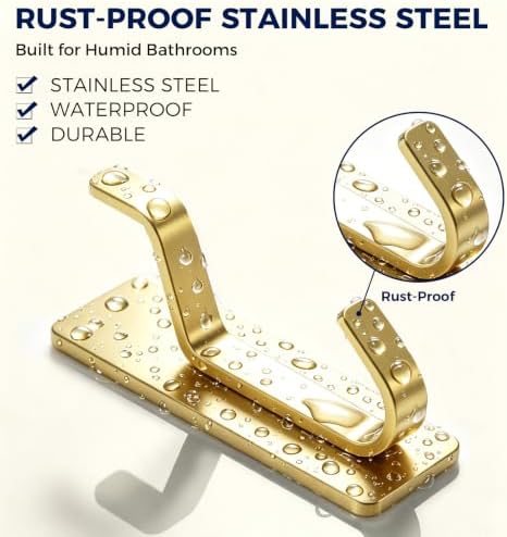 Bntuk Adhesive Towel Hooks for Bathroom, 4 Pack Stainless Steel Wall Hooks No - Image 3