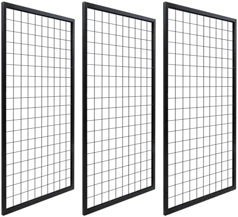 NectaCol 3 Packs Grid Wall Panels, Metal Black Wire Grid Panel, Gridwall by NectaCol