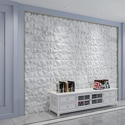 Art3d Textures 3D Wall Panels Glossy White Marble Diamond Design - Image 2