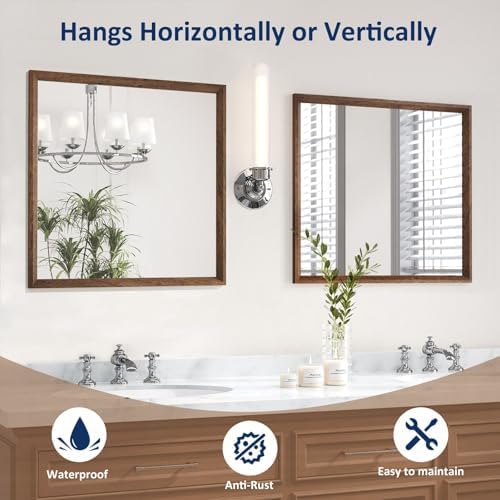 WEER Walnut Bathroom Vanity Mirror 36X36 Inch - Image 5