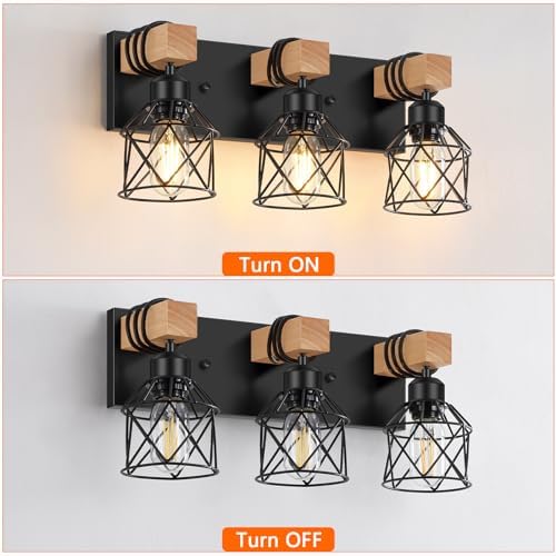 FadimiKoo 3-Light Bathroom Vanity Lights, Farmhouse Bathroom Light Fixtures - Image 4