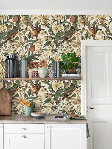 Erfoni Bird Floral Peel and Stick Wallpaper Vintage Contact Paper - Image 4