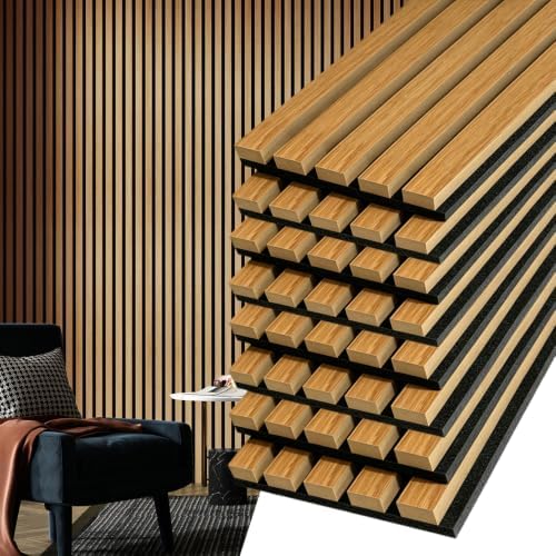 Art3d 8-Pack Soundproof Wood Slat Wall Panels, 94.5 x 7.9 Inch, Warm Teak by Art3d