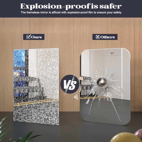 Brightify Frameless Mirror, 30x36 Inch Bathroom Mirrors - Image 6