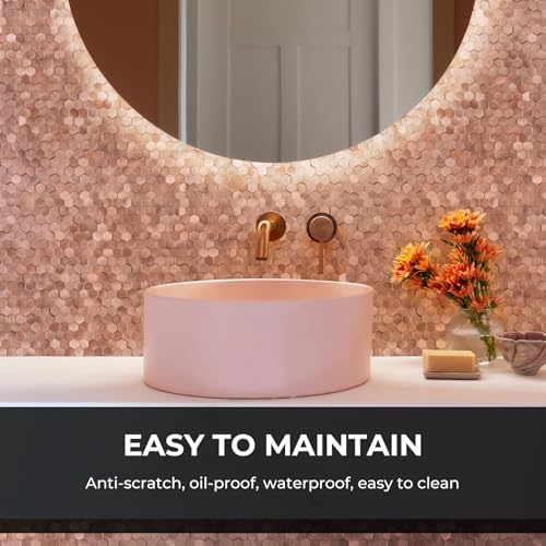 STICKGOO Mosaic Peel and Stick Backsplash Tiles, 8 Sheets, Rose Gold - Image 3