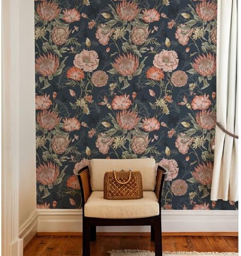 Floral Wallpaper Peel and Stick Floral Contact Paper Dark and Pink - Image 5