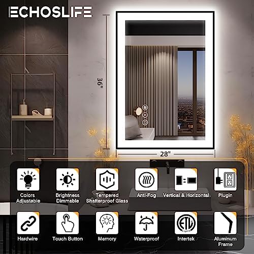 EchosLife 28x36 LED Bathroom Mirror - Image 2