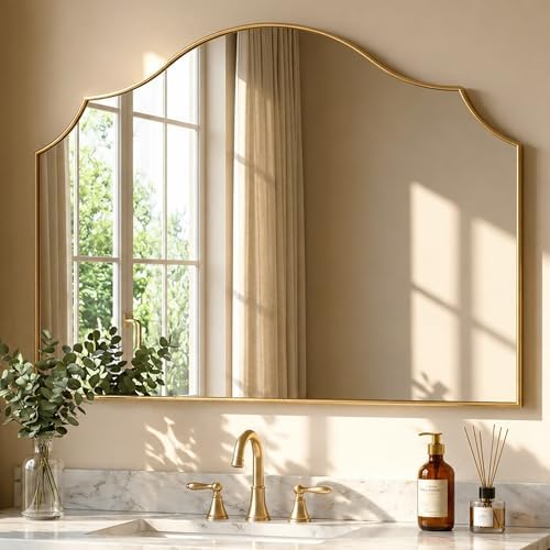 26"x35" Gold Arched Wall Mirror, Decorative Mirror by VIWILII