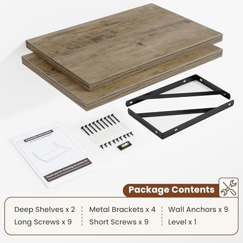 Deep Wall Shelves 16"W x 12"D Engineered Wood Floating Shelves - Image 5