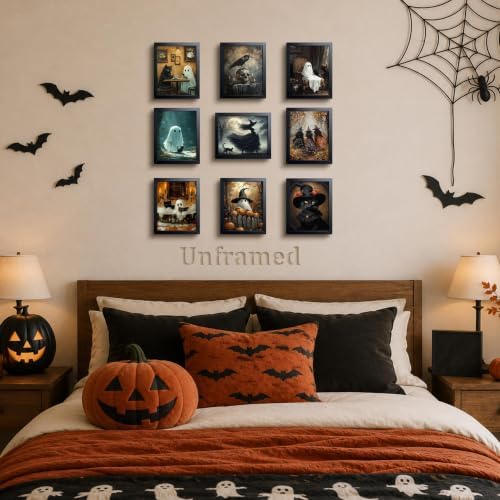 XYHYRA Halloween Wall Art Canvas Prints Set of 9, Dark Academia Wall Decor - Image 3