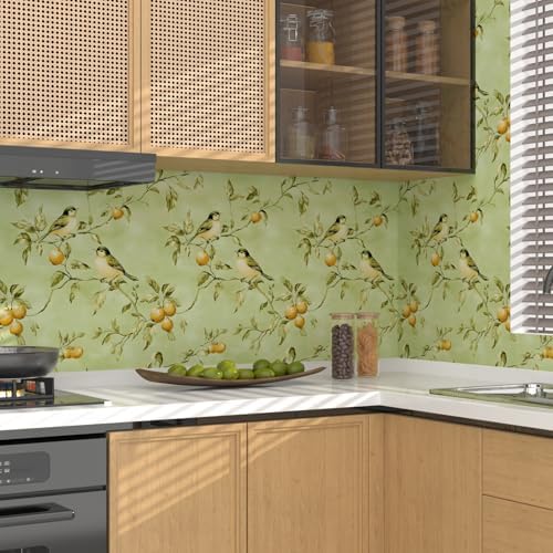 Laatse Vintage Green Bird Floral Botanical Wallpaper 17.5"x118" - Image 5