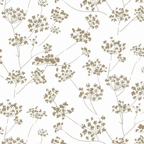 Hopepak Floral Peel and Stick Wallpaper Beige Contact Paper by Hopepak