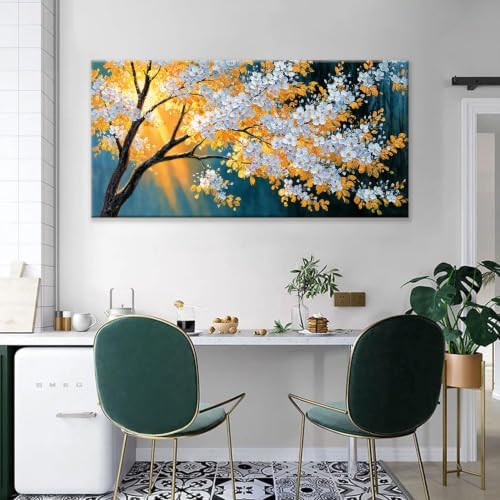 Modern Yellow Floral Tree Wall Artwork Pictures - Image 4