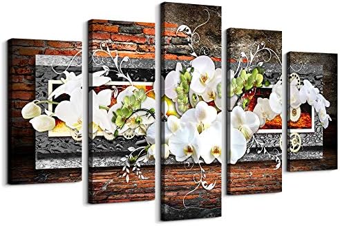 5 piece canvas wall art for living room Decorations Prints Orchid picture Large by MHARTK66