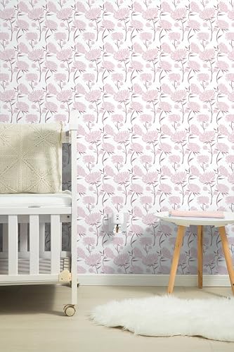 Hopepak Peel and Stick Wallpaper Floral Contact Paper Pink Wall Paper Modern - Image 6