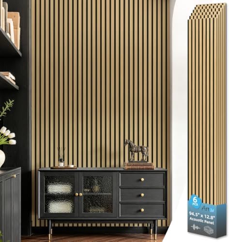 Art3d 94 x 12.6 Inch Acoustic Wood Slat Wall Panel, Natural Oak by Art3d