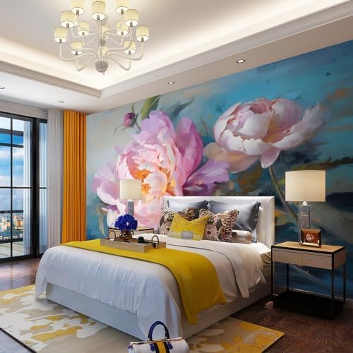 Large Pink Peony self-Adhesive Oil Painting, Impressionist Style Floral murals - Image 6