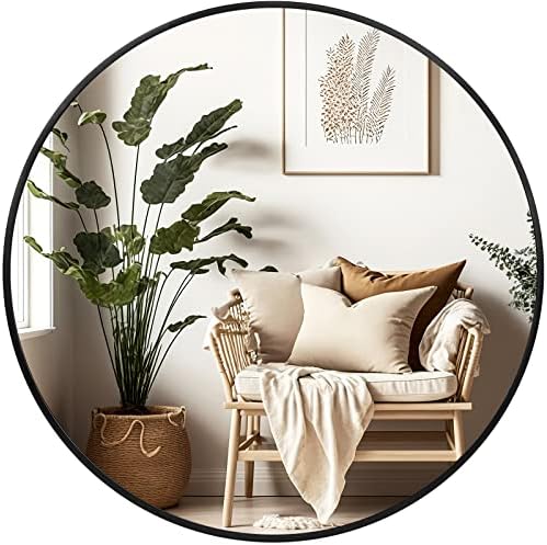 Black Round Mirror 20 Inch, Wall Circle Mirror by Fabuday