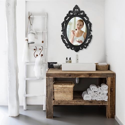 Rustic Vintage Wooden Hanging Oval Mirror - Image 6