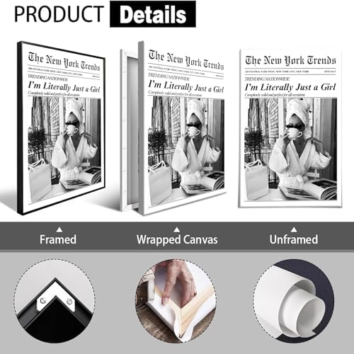 Vintage Black White Newspaper Canvas Wall Art I'M Literally Just A Girl - Image 2