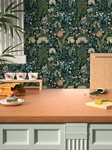 Toduso Peel and Stick Wallpaper Vintage Wall Paper Green Floral Contact Paper - Image 5