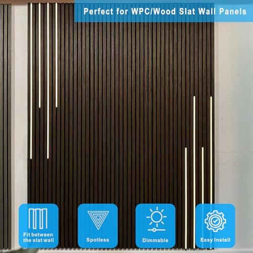 Besseto LED Wall Panel Lights Black, Wood Slat Wall Panel Strip Light, 3000K - Image 3