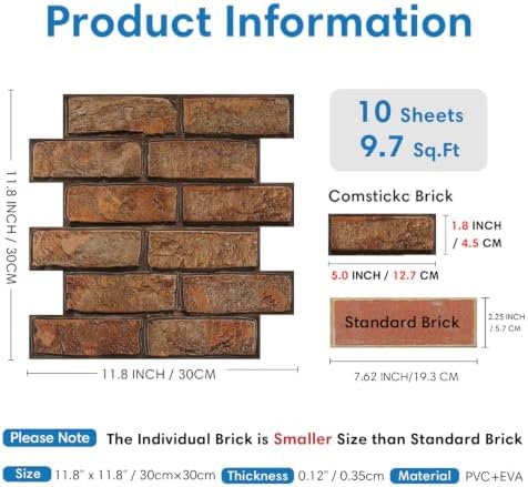 COMSTICKC 3D Peel and Stick Faux Brick Wall Panels - Image 3