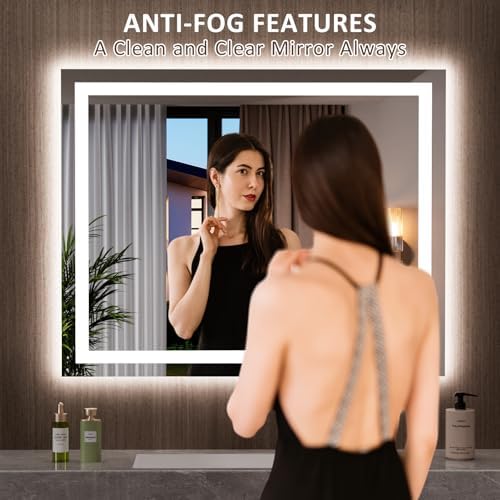 LOAAO 39.4"x31.5" LED Bathroom Mirror - Image 2