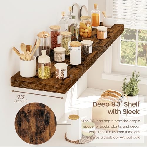 Vivelove Floating Shelves 9 inch Deep 36”Long Set of 2, Rustic Brown - Image 5