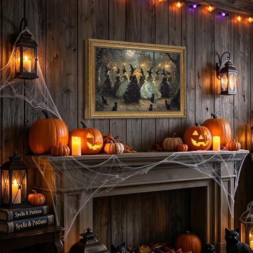 Halloween Vintage Witch in Forest Canvas Wall Art - Image 3