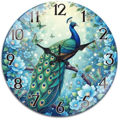 peacoblue Peacock Wall Clocks Battery Operated by PEACOBLUE