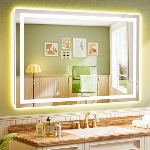 51x40 LED Bathroom Mirror with Lights, Lighted Vanity Mirror by YEELAIT