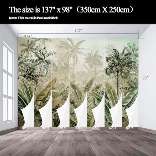 A self-Adhesive Mural of Tropical Rainforest Style Plants, Tropical Trees - Image 3