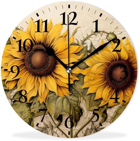 Round Analog Wall Clocks Non-Ticking Silent Clock Battery Operated Clcoks by Kyvita