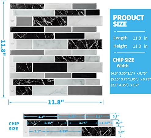 Art3d 10-Sheet Peel and Stick Faux Stone Tile, 11.8 x 11.8 in, Marble Black - Image 4
