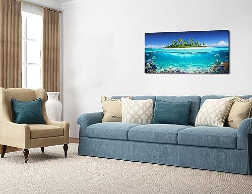Tropical Island Coral Reef Landscape Canvas Wall Art - Image 5